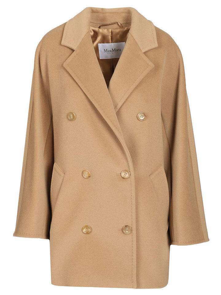 Max Mara Rebus Double Breast Short Madame Wool Cashmere Coat Coats - Beige | cb839df11ba80686e8dd03c1f4c161f2534f6158