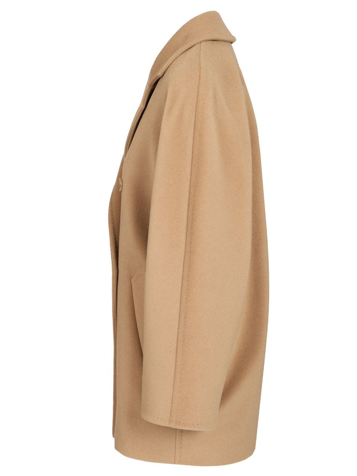 Max Mara Rebus Double Breast Short Madame Wool Cashmere Coat Coats - Beige | d3137a2265a83d28b1aaccda8381e4e14e5e4852