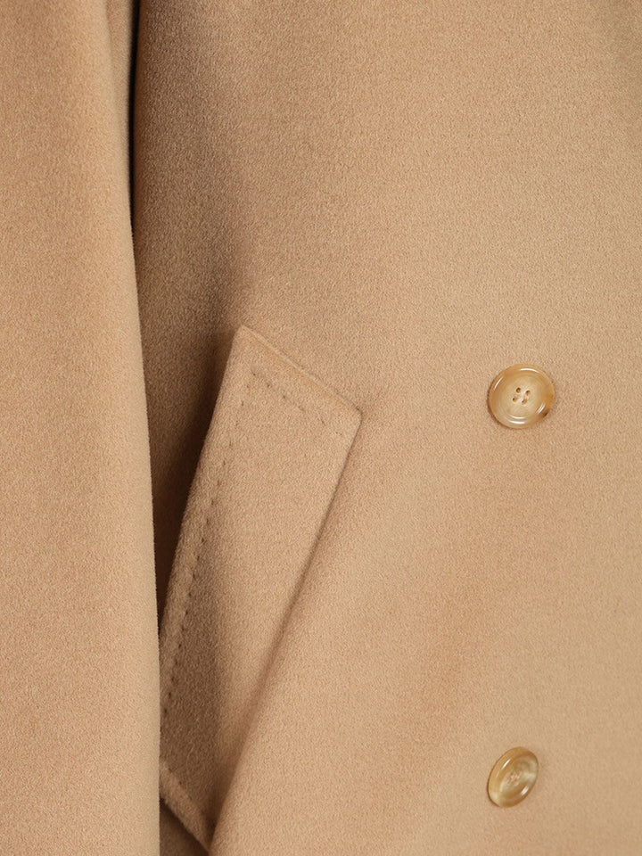 Max Mara Rebus Double Breast Short Madame Wool Cashmere Coat Coats - Beige | 6947656d5dcc477085273b09a7764a078ac66977
