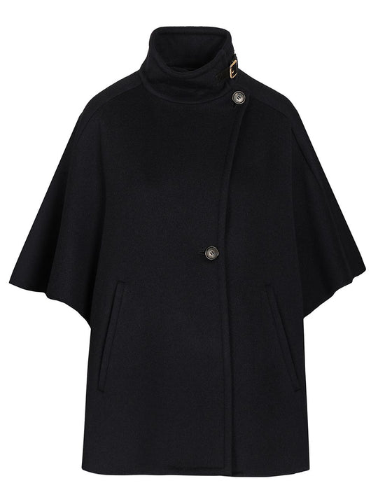 Oversized Cape In Cashmere Drap Jackets Blue