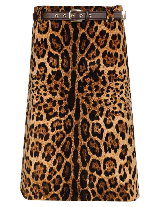 Printed Velvet Flared Miniskirt Skirts Animalier