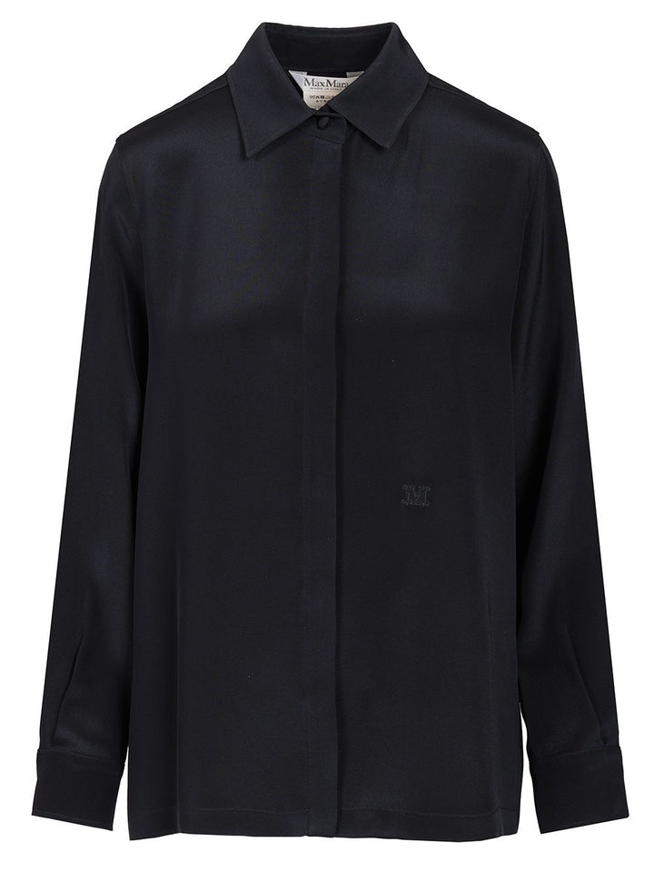 Max Mara Shirt In Silk Crêpe De Chine Shirts - Blue | 285a669ee8bd1d164dee6e603212e542ab57790e