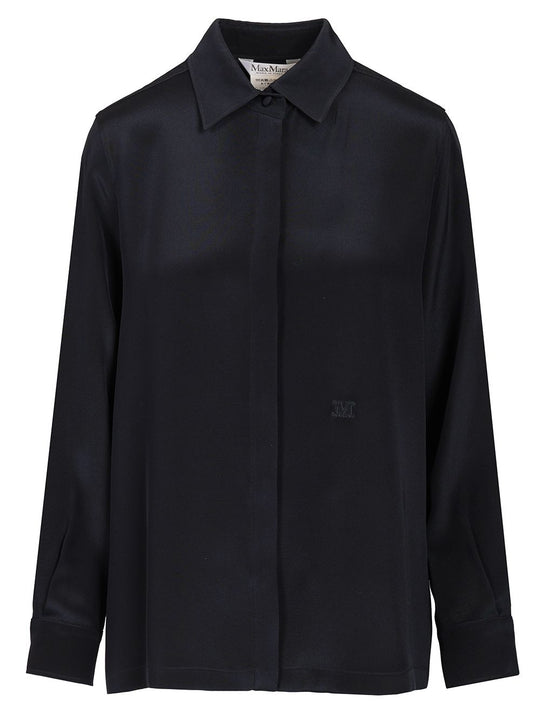 Shirt In Silk CrêPe De Chine Shirts Blue