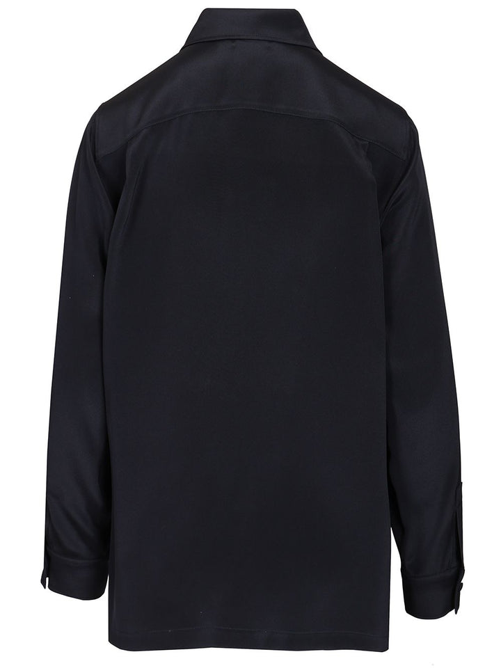Max Mara Shirt In Silk Crêpe De Chine Shirts - Blue | a8fae6ba41ec9ca33409488c57a741f175246df5