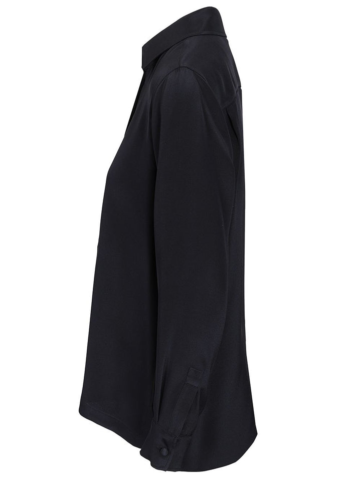 Max Mara Shirt In Silk Crêpe De Chine Shirts - Blue | 044000455c7d3fa2e81ad9a4a7e88f846e10ffcb
