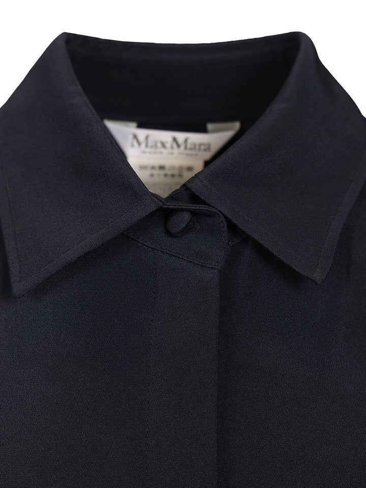 Max Mara Shirt In Silk Crêpe De Chine Shirts - Blue | 0207802bb155e41a9f5ba3f5853f1ef51fa561ca