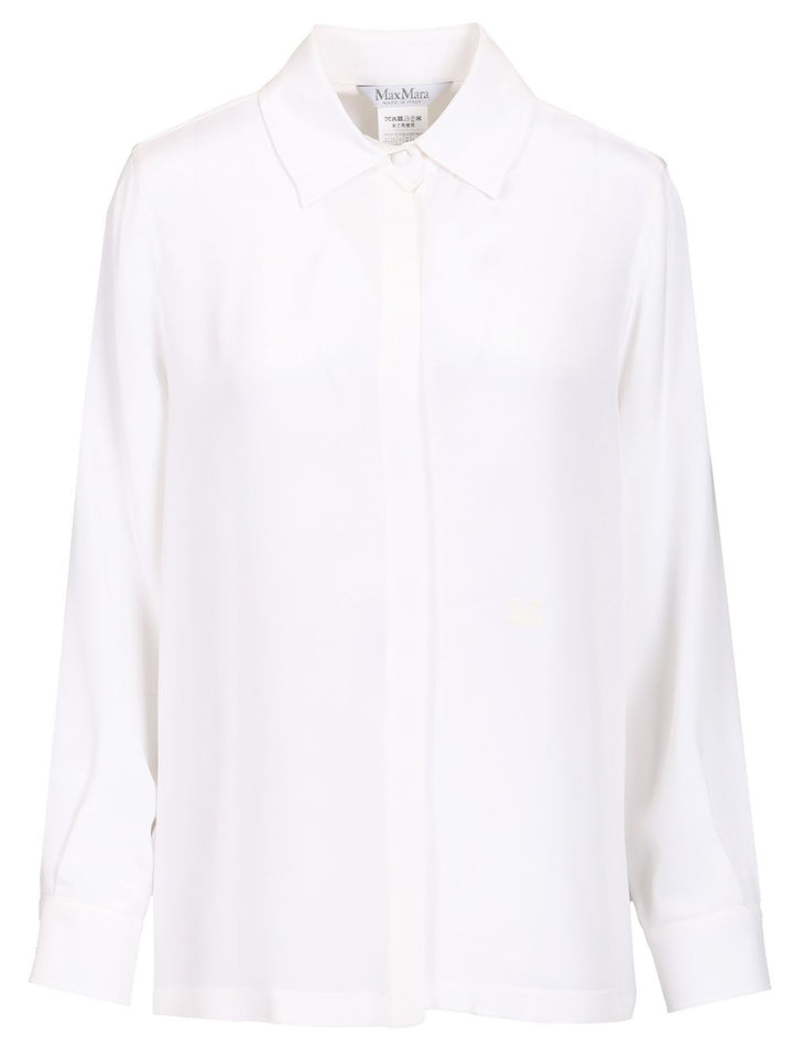 Max Mara Shirt In Silk Crêpe De Chine Shirts - White | 208cca19579077d962fd717ed88835eafbf1de3f