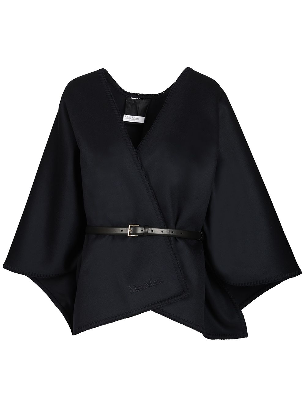 Max Mara Colomba Wool Cape Stitiching Jackets - Blue | 124b01d9897c32e33491157711de4667d2318aa0