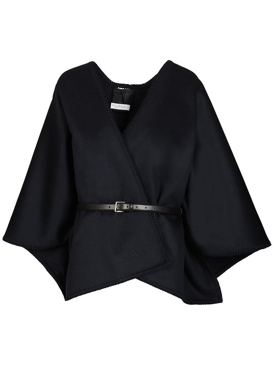 Colomba Wool Cape Stitiching Jackets Blue