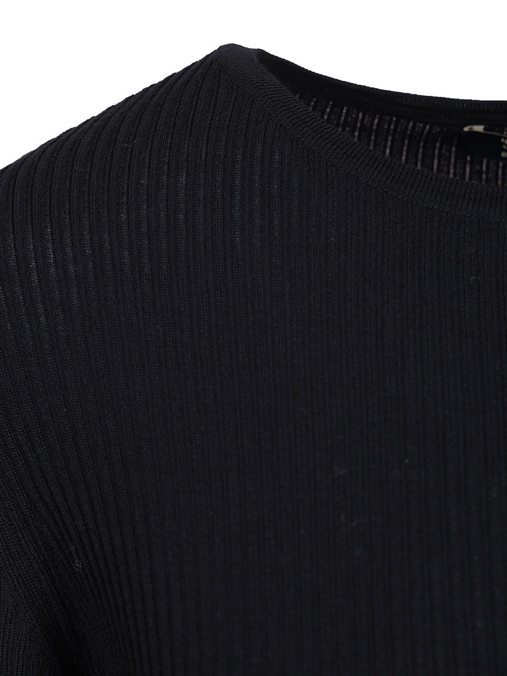 'S Max Mara Disegno Wool Rib Crewneck Long Sleeve Knitwear - Blue | b06933e7b967aeab88635f9f63a5299f857d4ec3