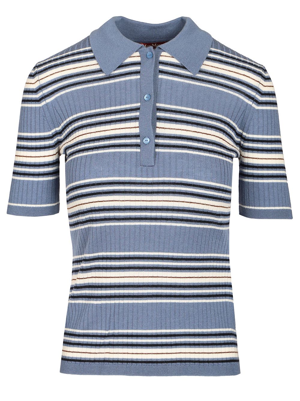 Max Mara Studio Tallero Short Sleeves Striped Polo Knitwear - Multicolor | 7e5fa8d7d646fbe9091ef200c29215d947334aee