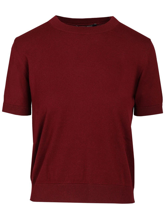 Sweater In Cotton, Silk And Cashmere Yarn Knitwear Bordeaux