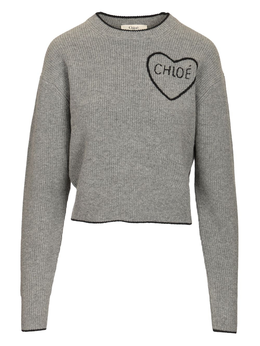 Chloe' Cropped Fitted Shirt With Logo Knitwear - Grey | 135c5b907262e8461e4e547755484af701e300fe