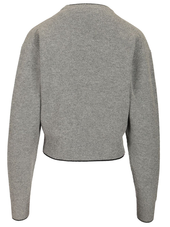 Chloe' Cropped Fitted Shirt With Logo Knitwear - Grey | 8ab9b7cc9cb1e9f38f157fff1f32e1896bb06a5b