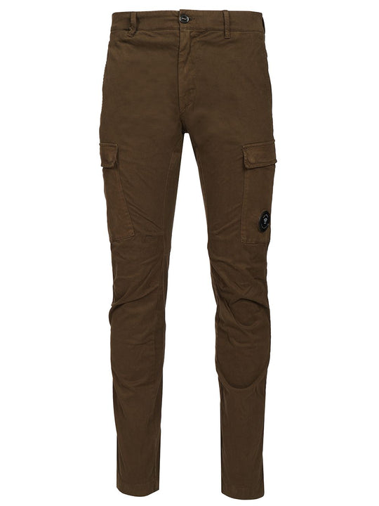 Cargo Made Of Stretch Cotton Satin Trousers Green