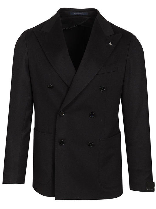 Double-Breasted Wool And Cashmere Blazer Jackets Blue