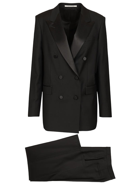 Double-Breasted Wool Tuxedo Dresses Black