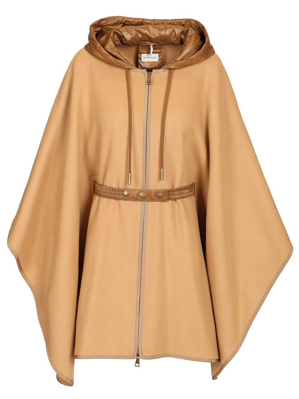 Moncler Padded Cape In Wool Blend Jackets - Beige | 57626cbbf960468627e3821337da5a29a5c7954d