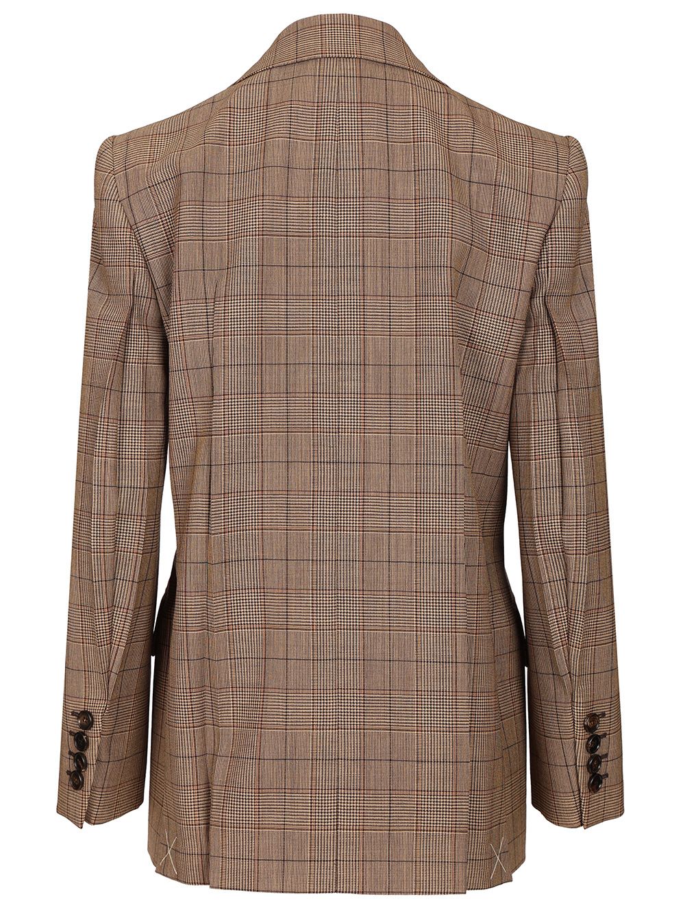 Chloe' Tailored Double-Breasted Checked Wool Jacket Jackets - Brown | 32012d8a7671c8feeaa136bb1ec7986efb1ba21c