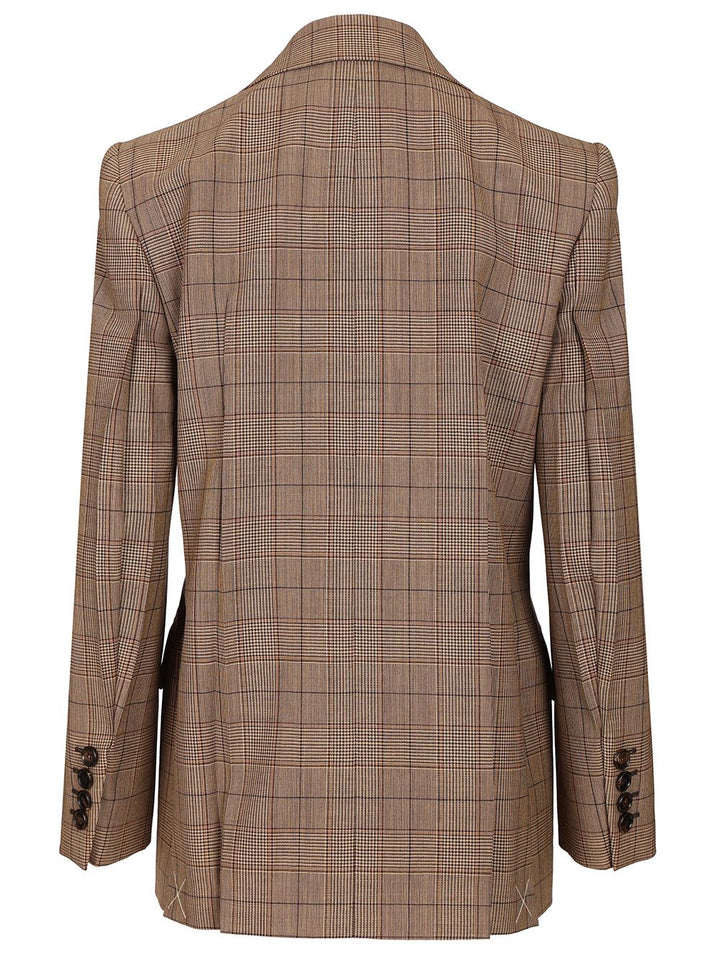 Chloe' Tailored Double-Breasted Checked Wool Jacket Jackets - Brown | 32012d8a7671c8feeaa136bb1ec7986efb1ba21c