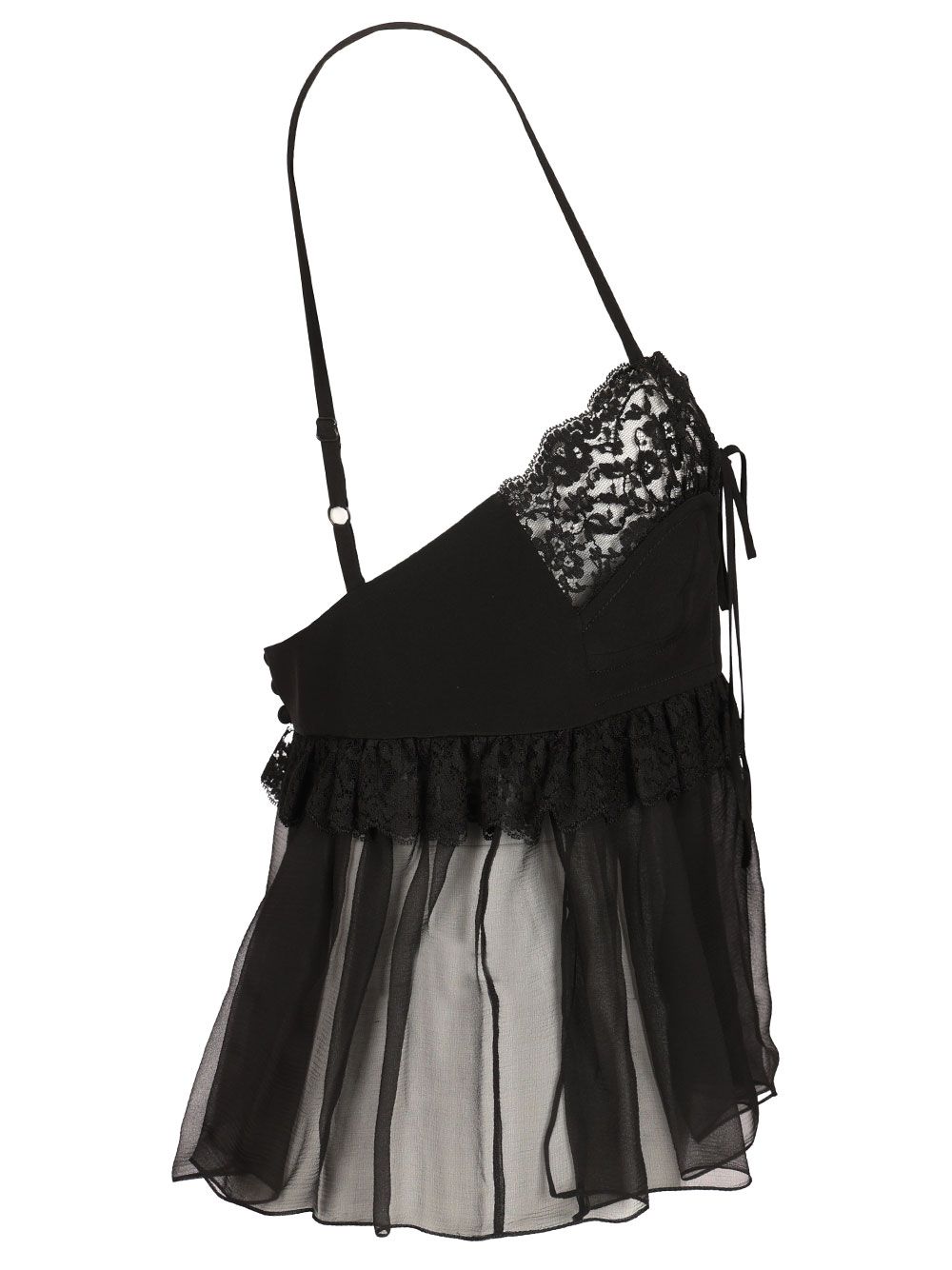 Chloe' Lingerie Top With Thin Straps In Crêpe De Chine Tops - Black | 48bf302feebe2dd2bd97c5502f64caad9a5a5d93