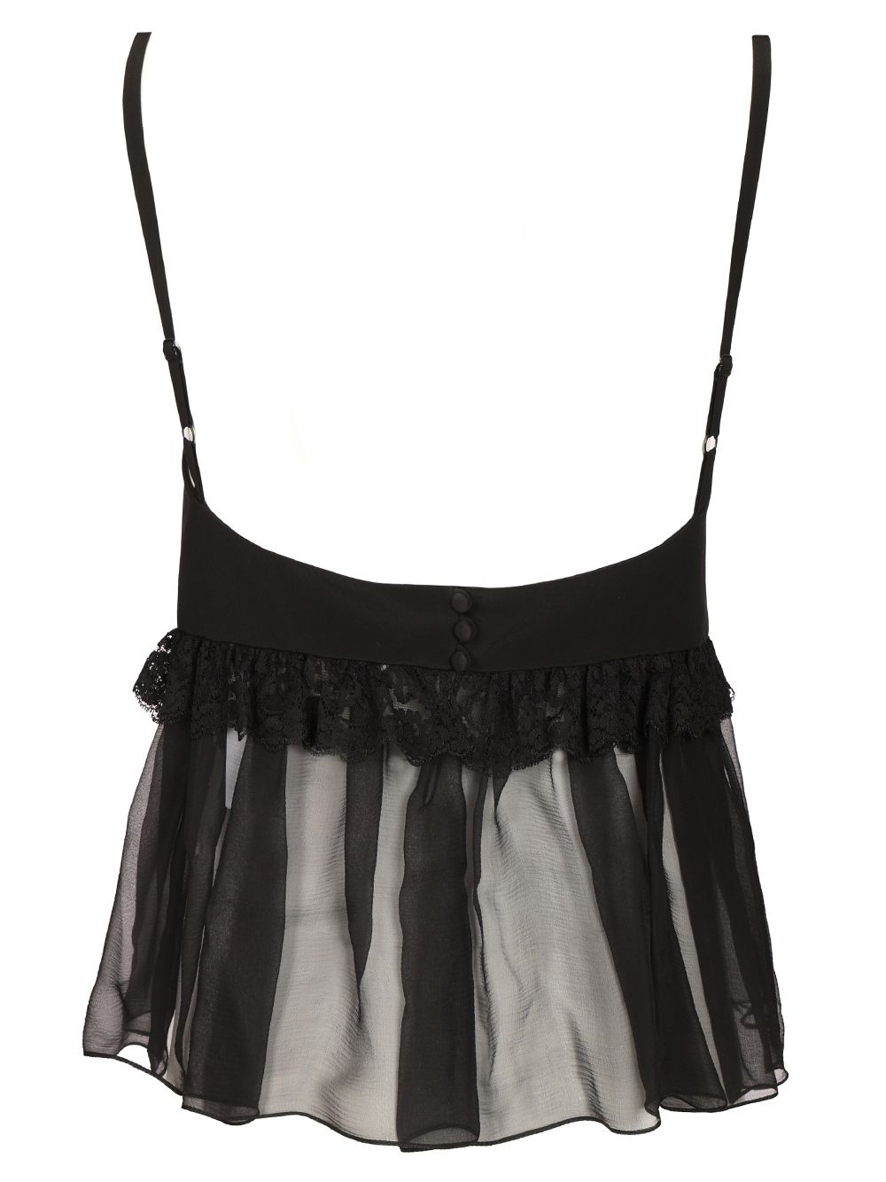 Chloe' Lingerie Top With Thin Straps In Crêpe De Chine Tops - Black | 485d990279503e812d870f305c755905b6462c82