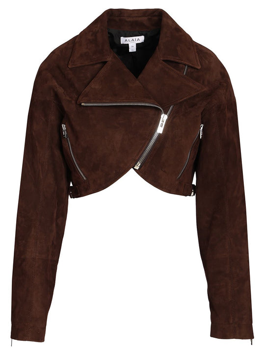 Cropped Biker Jacket Jackets Brown