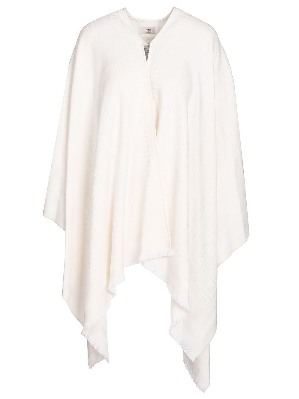 Fendi Ff Ivory Wool And Silk Poncho Jackets - White | 6ebdbb6b7fc6a9310367b3852b8d60bfebfeafe7
