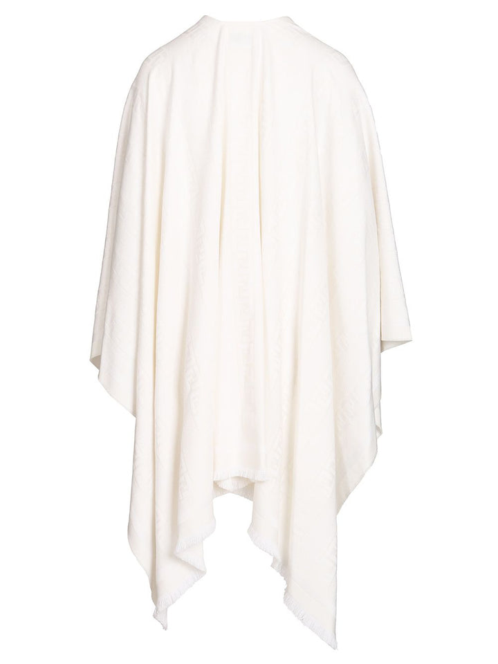 Fendi Ff Ivory Wool And Silk Poncho Jackets - White | 6f4d9aac05f146d1d84c6b51eefd300ab5b752fe