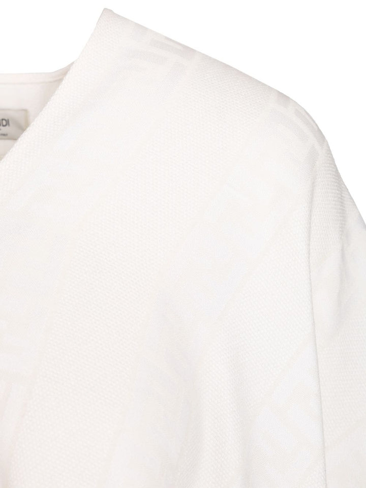 Fendi Ff Ivory Wool And Silk Poncho Jackets - White | 1b9dfd787fc90a01de73376d165bd4d8472d3849