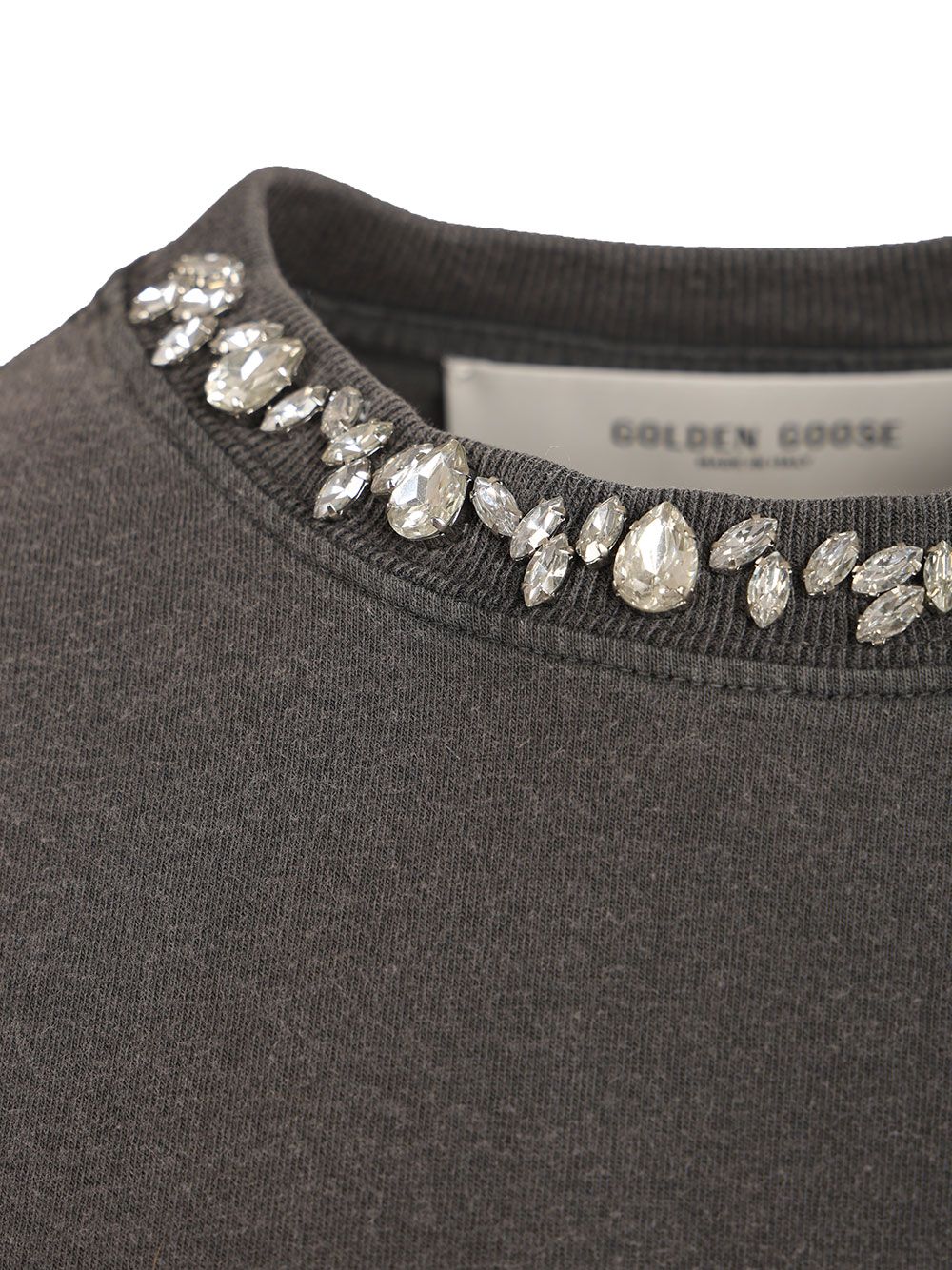 Golden Goose Deluxe Brand With Crystals T-Shirt - Grey | 3da1082a45efe8e92b0c492e6a28a2acee27be5a