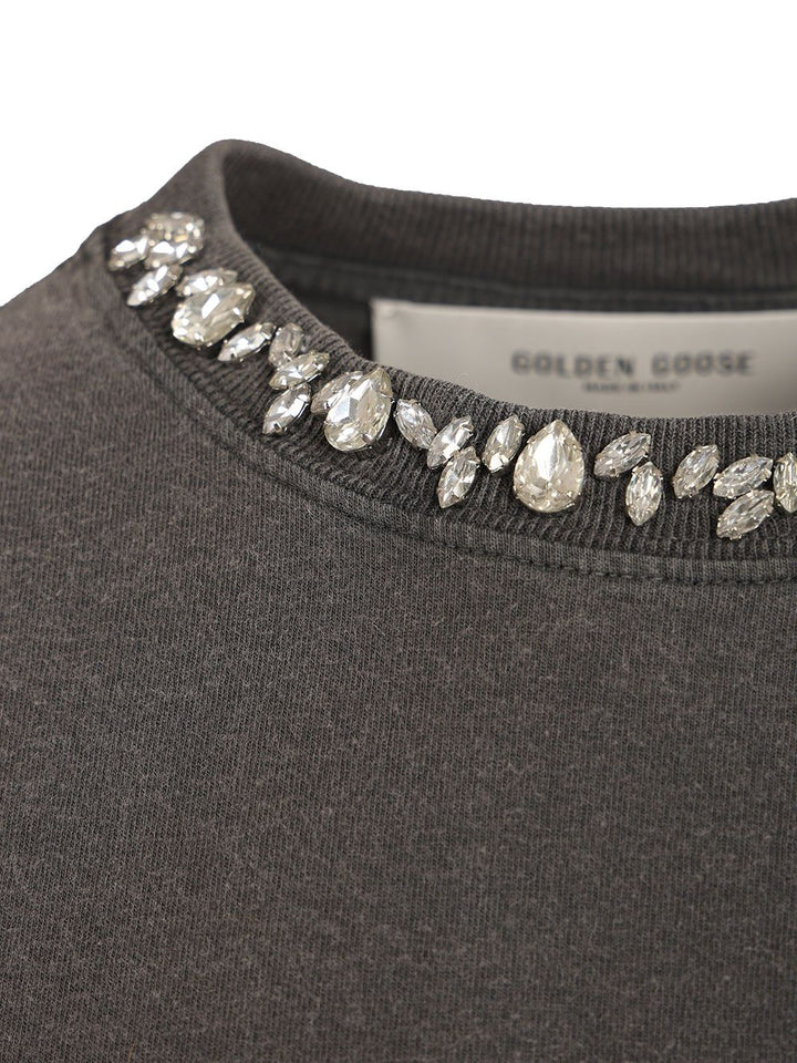 Golden Goose Deluxe Brand With Crystals T-Shirt - Grey | 3da1082a45efe8e92b0c492e6a28a2acee27be5a