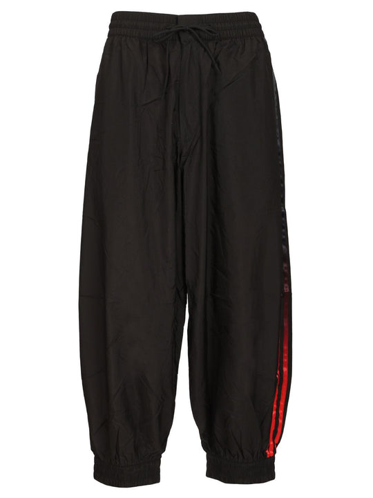 Wide Nylon Track Pants Trousers Black