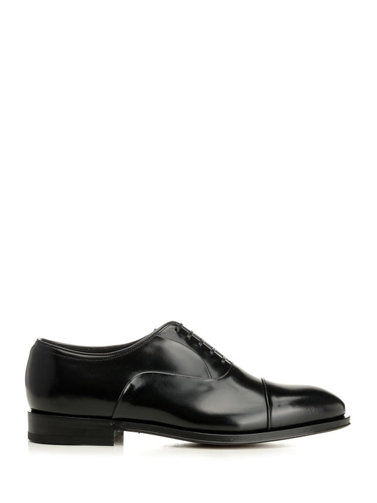 Oxford With Toe Cap Lace-Up Shoes Black