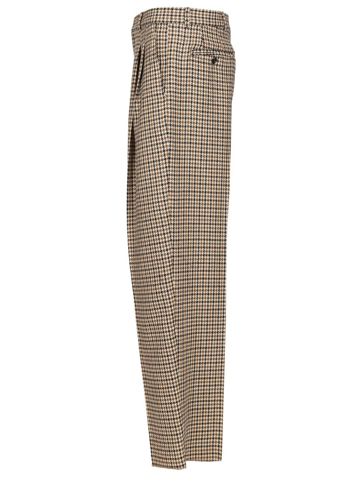Emporio Armani Pleated Wide-Leg  In A Tartan Check Motif Trousers - Multicolor | f57817b54ca52e37a4843c71e76c4625801eafa8