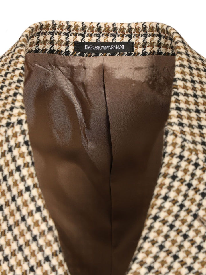 Emporio Armani Double-Breasted Blazer Artan Check Motif Jackets - Multicolor | e6b5ccb783501367a9e52c229f478a5c71e6a87e