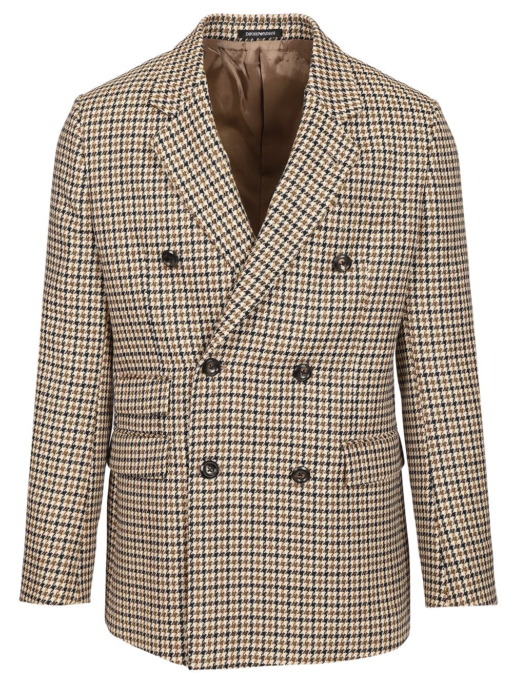 Emporio Armani Double-Breasted Blazer Artan Check Motif Jackets - Multicolor | 0563bf2f3fc54266281d359512d238159dbf75bc