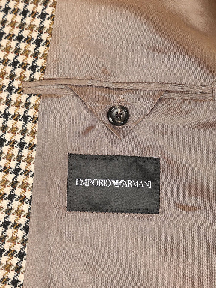 Emporio Armani Double-Breasted Blazer Artan Check Motif Jackets - Multicolor | c4fcd517768177c10f4eda5fc806dd4347fd2274