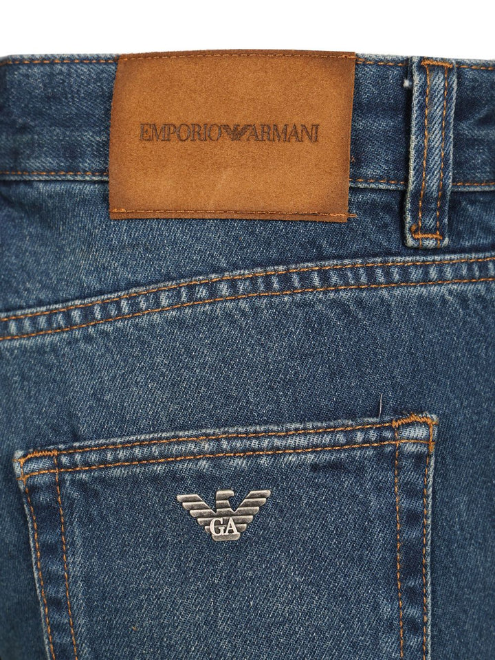 Emporio Armani Straight-Leg  With Blue Wash With Five-Pocket Design Jeans - Blue | 061752b8f8b083230e943176c92b661cd6f4758d