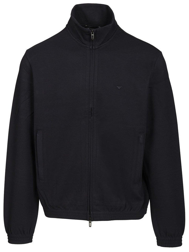 Emporio Armani Zip Up Sweatshirt Sweatshirts - Blue | 12d9ff0d01022ce93e740defd01d5df093c5cf21