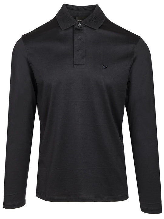 Long-Sleeved Polo Shirt Blue