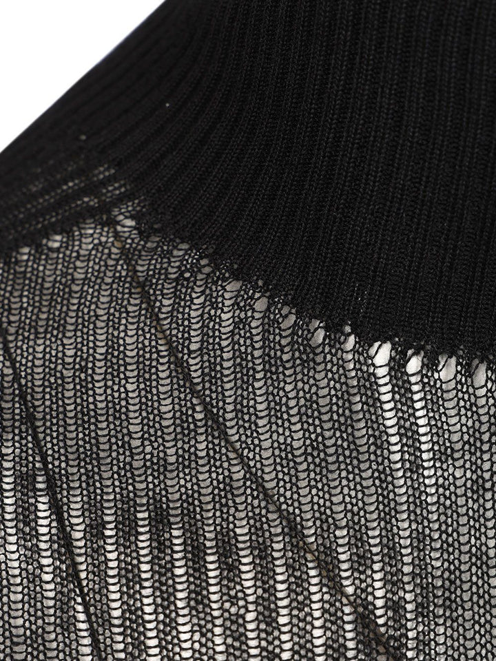Rick Owens Oversized Turtleneck Long Sleeve Ribbed Lightweight Cashmere Knit Knitwear - Black | 0d7354f81c2cccc0631fb815aeb10448330b4d48
