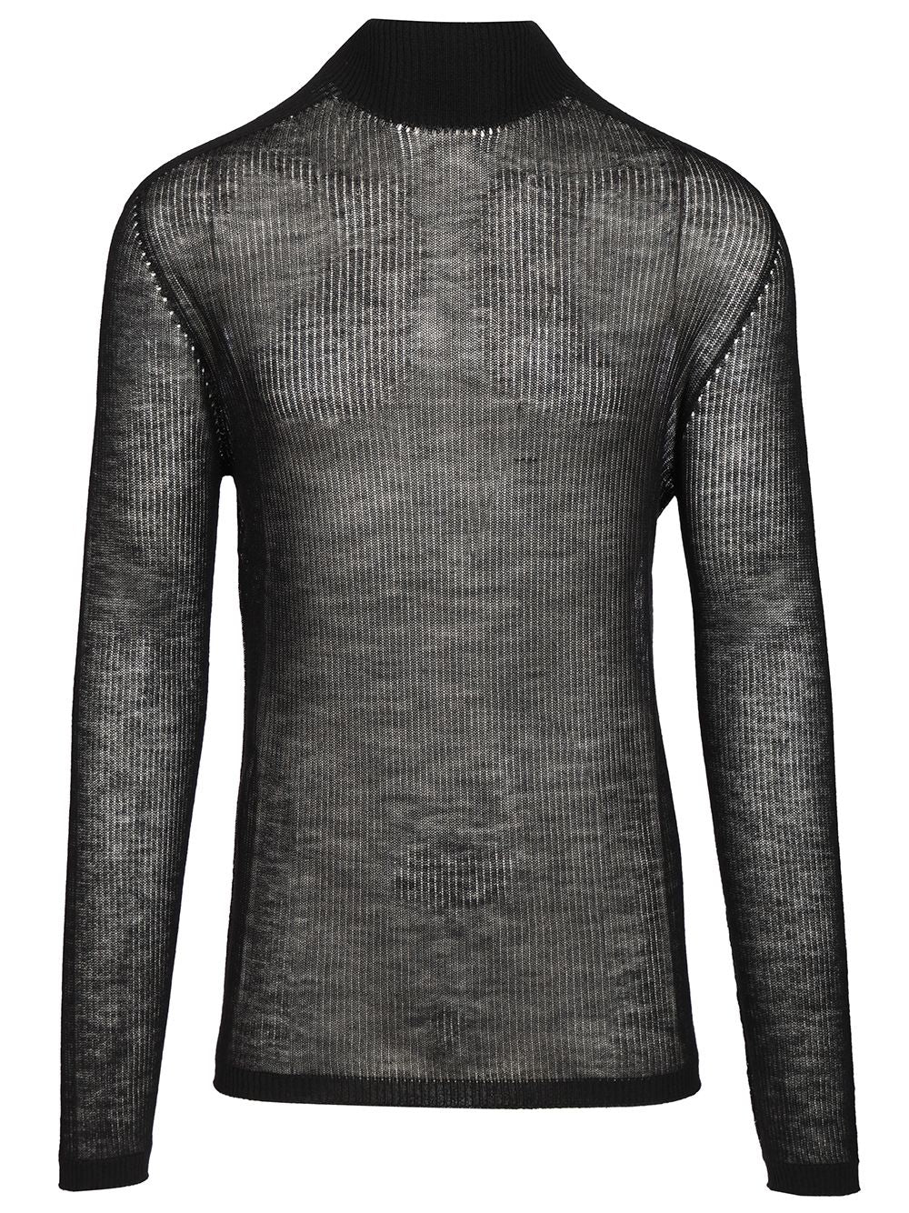 Rick Owens Oversized Turtleneck Long Sleeve Ribbed Lightweight Cashmere Knit Knitwear - Black | 97555a98b9a66a9b56f6c83e7b3627c80c9c78d4