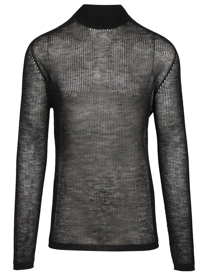 Rick Owens Oversized Turtleneck Long Sleeve Ribbed Lightweight Cashmere Knit Knitwear - Black | 97555a98b9a66a9b56f6c83e7b3627c80c9c78d4