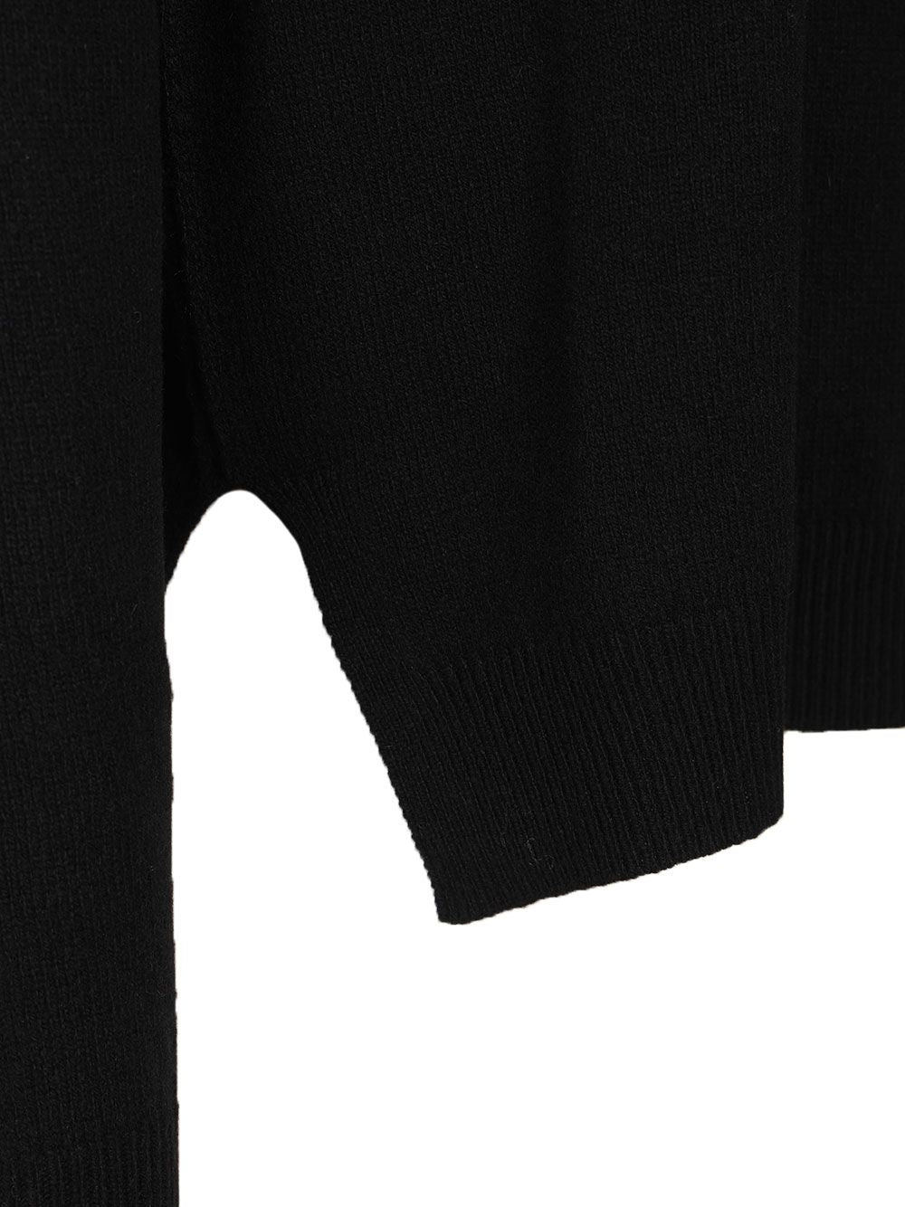 Rick Owens Round Neck Boiled Recycled Cashmere Knit Knitwear - Black | 16f830bbcdb1c449af76e0541edbf3509d7e9f9f