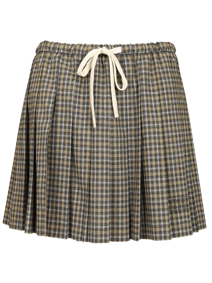 Miu Miu Tartan Miniskirt Skirts - Green | 18174e8422109a880b478b1a06411b73ae5a2dd8
