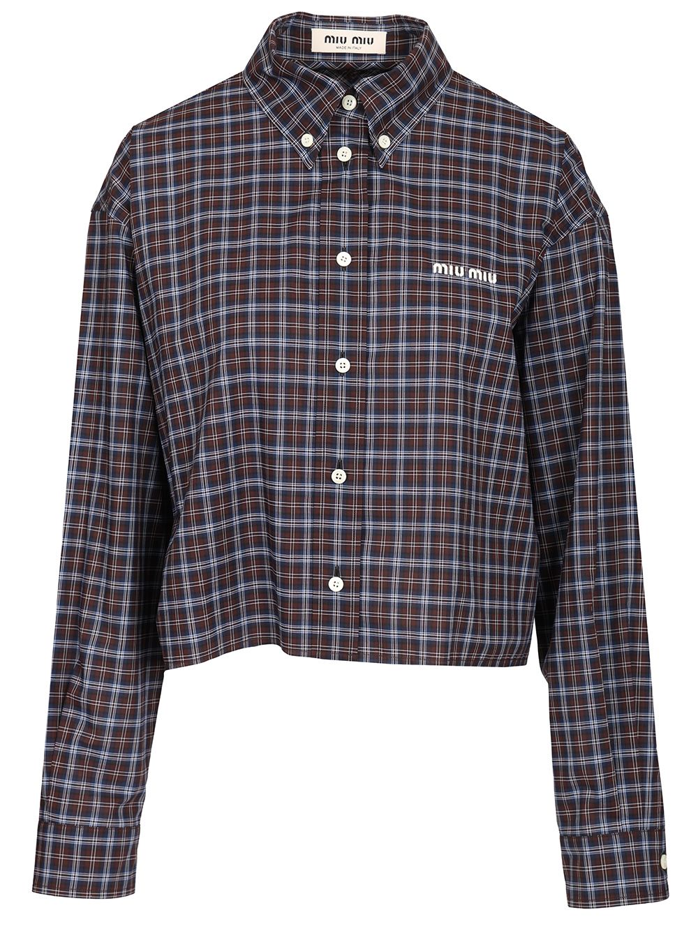 Miu Miu Tartan Shirt Shirts - Blue | 1a8716b00ba184fd0d171fb11c55fca49cc0b63b