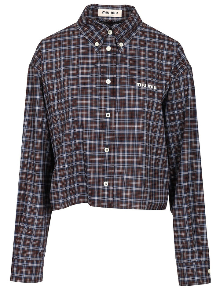 Miu Miu Tartan Shirt Shirts - Blue | 1a8716b00ba184fd0d171fb11c55fca49cc0b63b