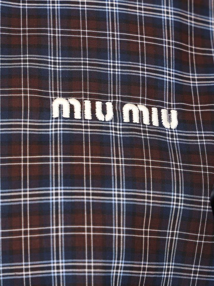 Miu Miu Tartan Shirt Shirts - Blue | a911b59a40a98c4178116f8cc927e04a3ce8a478