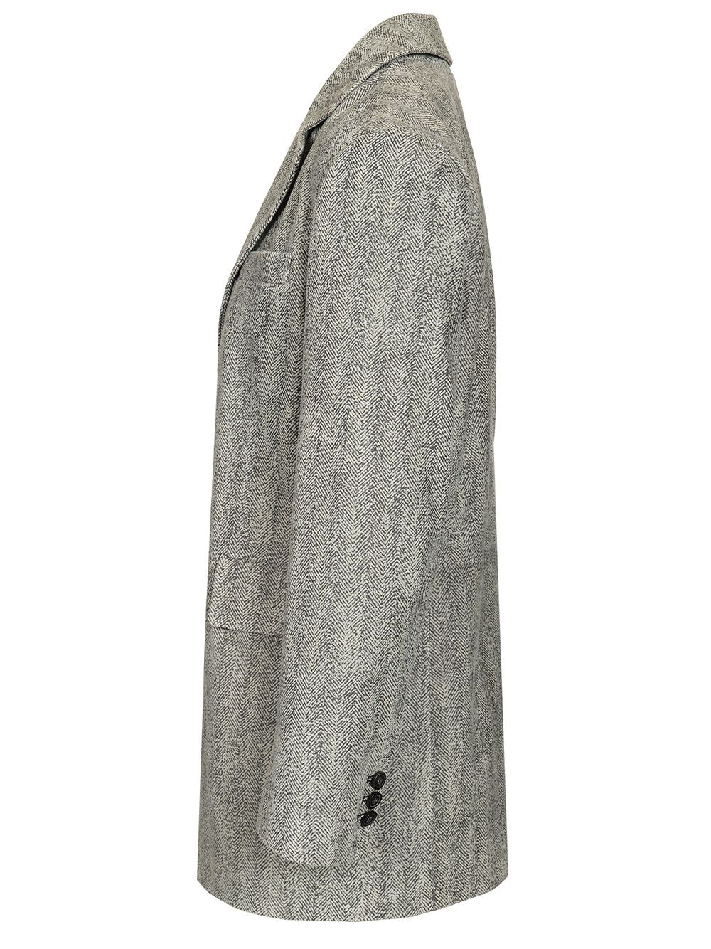 Emporio Armani Printed Chevron Leather Blazer Jackets - Grey | 3a06645efb06cb0f2639a4073941f0f7198aa295